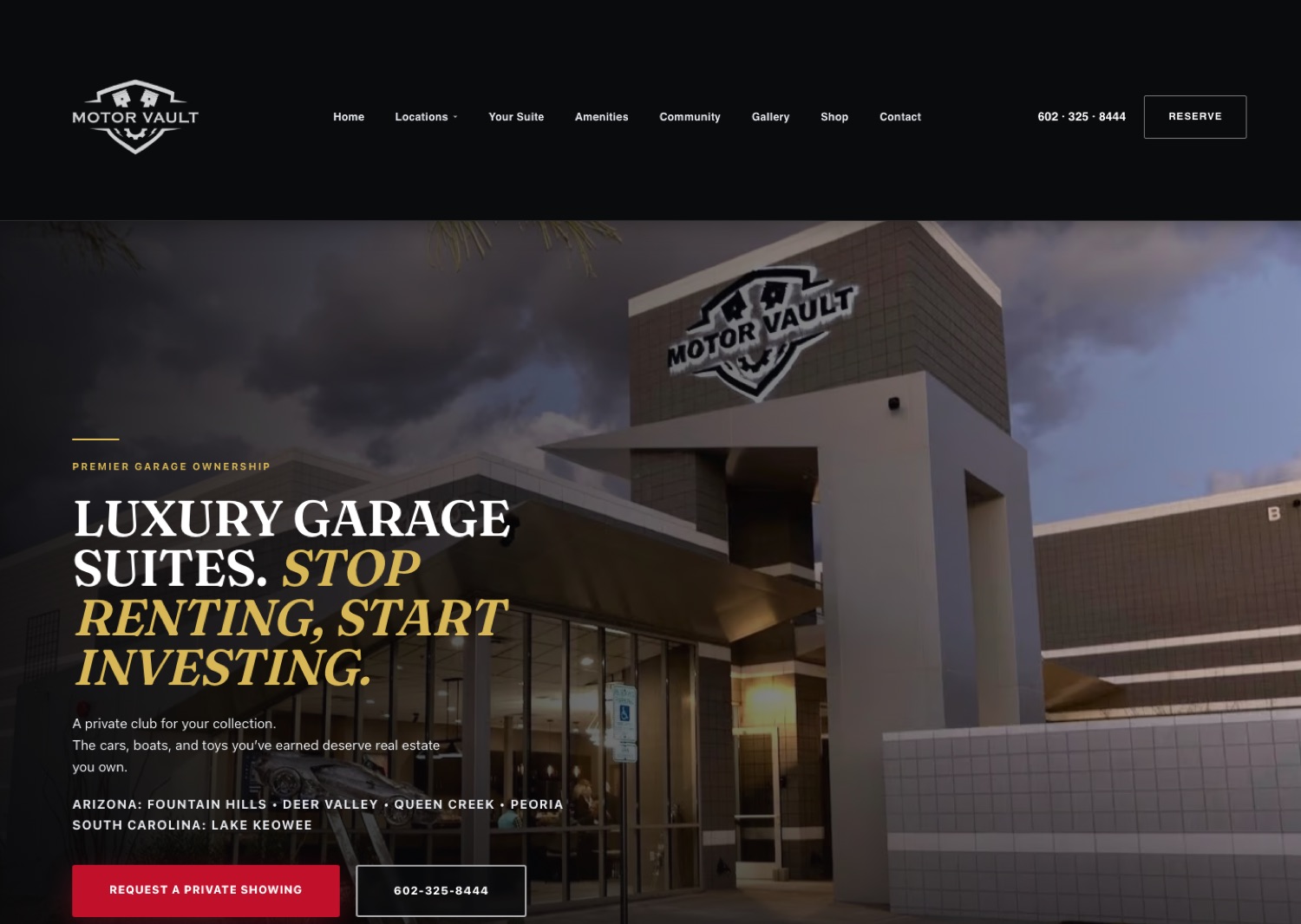 Motor Vault website after